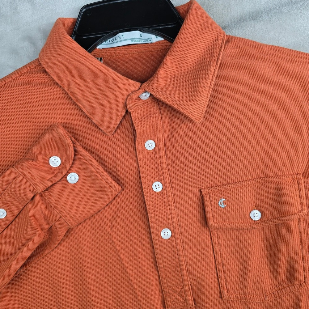 Criquet Mens Orange Long Sleeve Pima Cotton Polo Shirt Size‎ Small